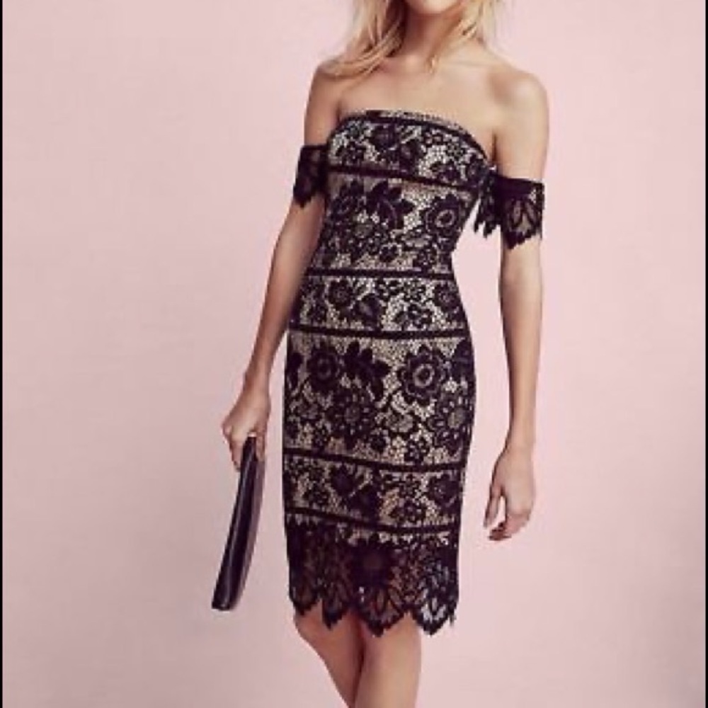 Express black midi lace dress